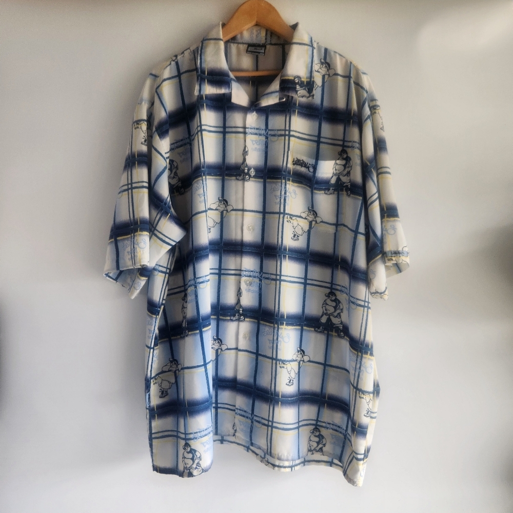 Vtg Southpole Button Up Shirt Mens XXL Blue Y2K Hip Hop Graphic Streetwear